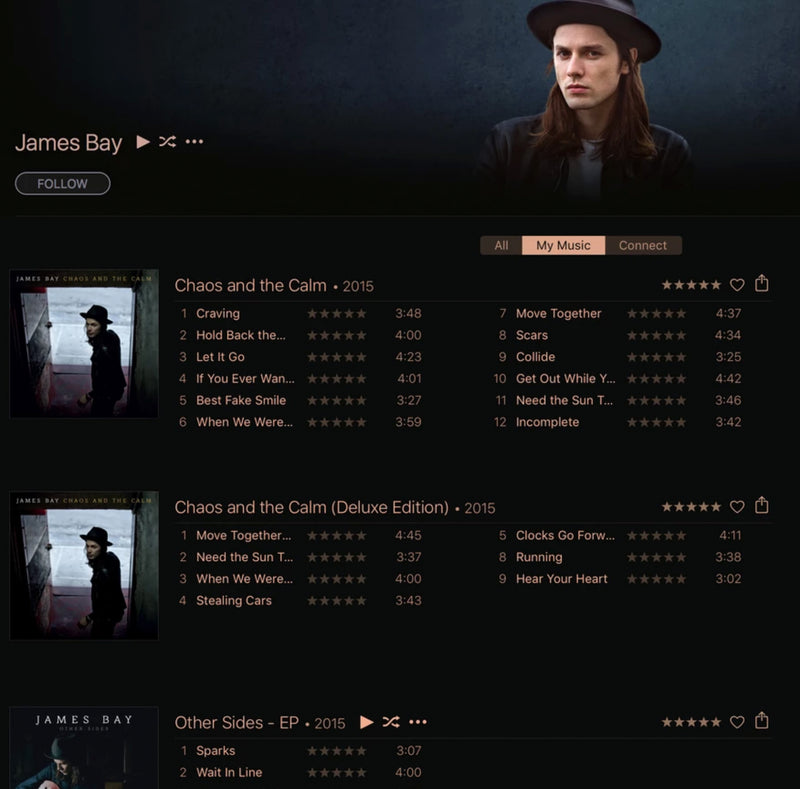 James Bay music Chaos and the Calm album itunes