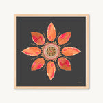 Watercolor leaf painting, mandala painting, mandala art print, leaf mandala, bright colors, modern decor