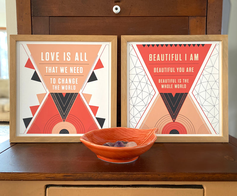 Colorful geometric art prints with home decor