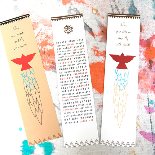 Bookmarks with inspirational words and birds