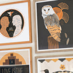 Owl art print, spiritual art, framed gallery wall art, shamanic art prints