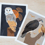 Owl art print, hawk art print, shamanic art, spiritual art, sacred art, ancestral art