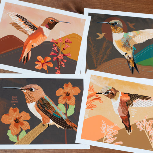 Hummingbird illustration, art prints, shamanic art, uplifting art, nature inspired prints, botanical art