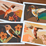 Hummingbird art prints, shamanic art, colorful art gallery wall