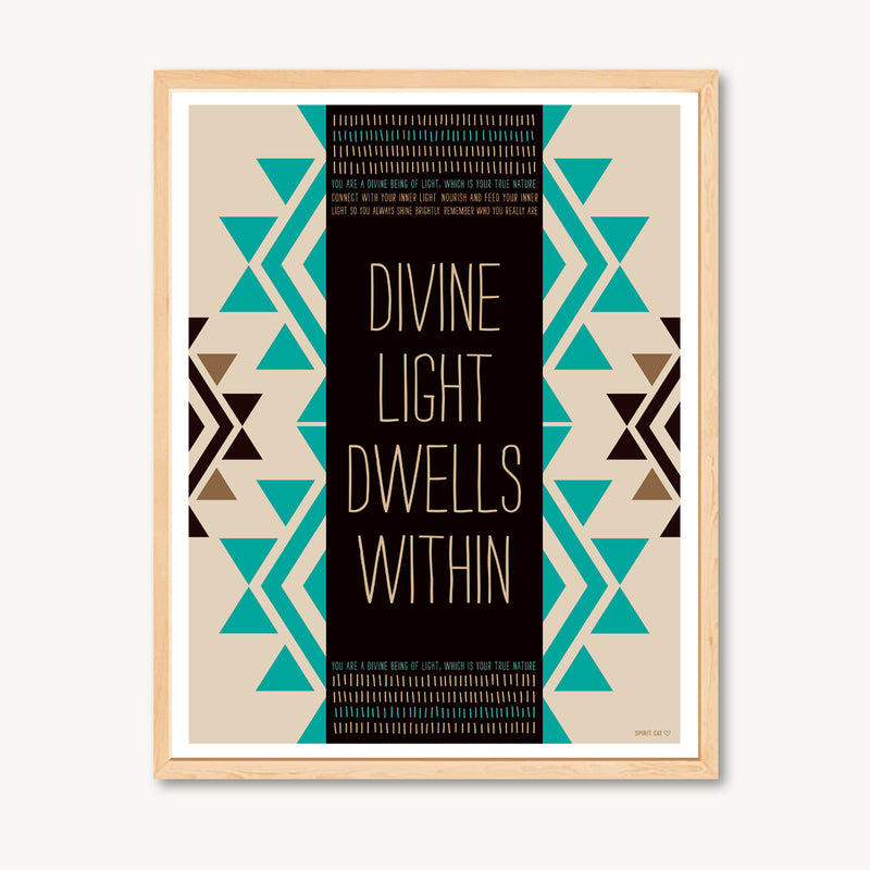 Art print, geometric shapes, tan and turquoise, spiritual and inspirational