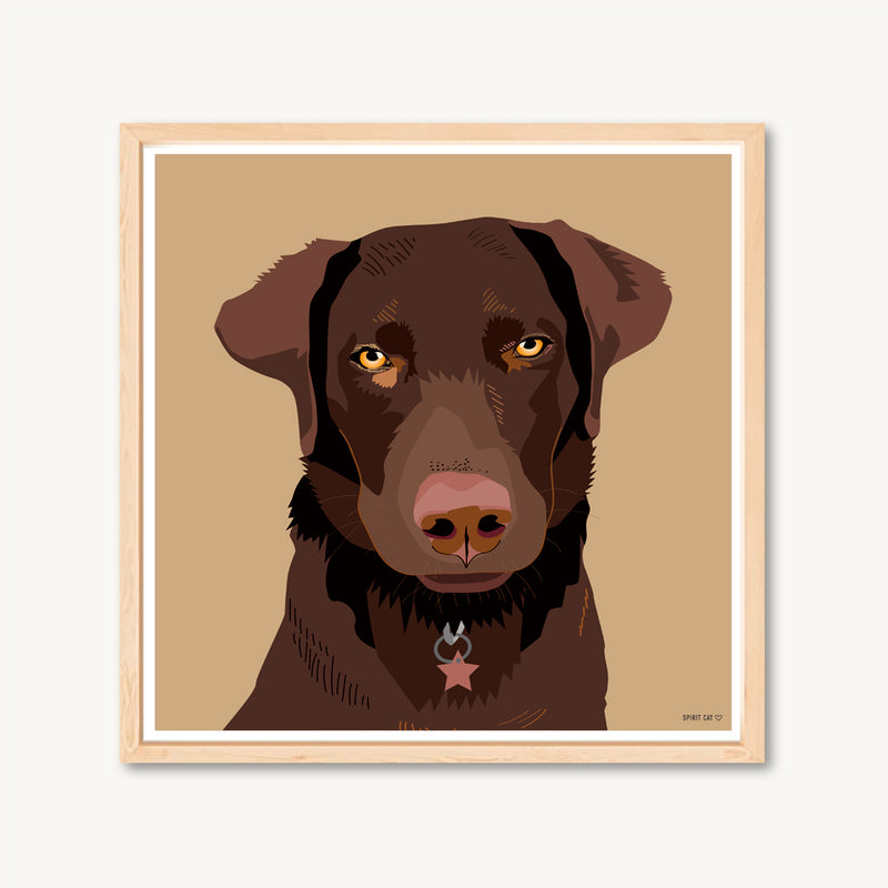 Dog art print, chocolate lab, brown dog