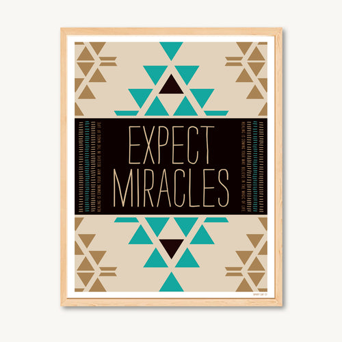 Art print, geometric shapes, turquoise and tan, spiritual and inspirational