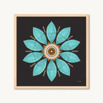 Leaf mandala art print, leaves, leaf art, blue leaves, geometric mandalas, digital art print