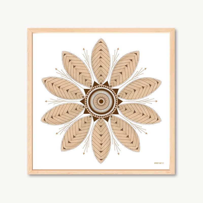 Watercolor leaf mandala art print