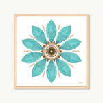 Watercolor leaf mandala art print