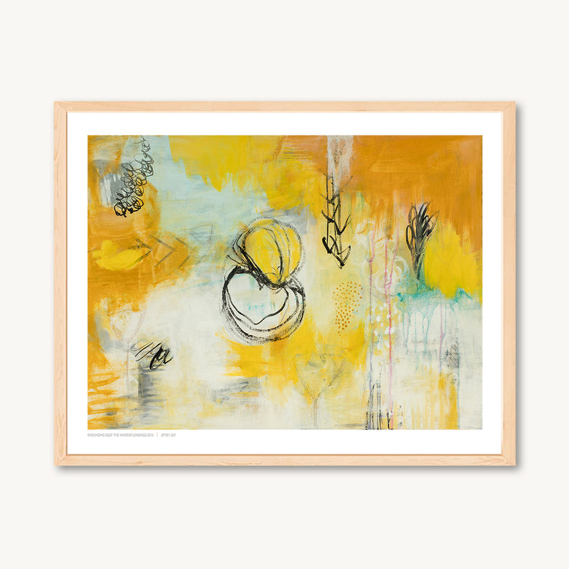 Yellow abstract acrylic painting art print