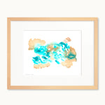 Blue and tan abstract watercolor art print