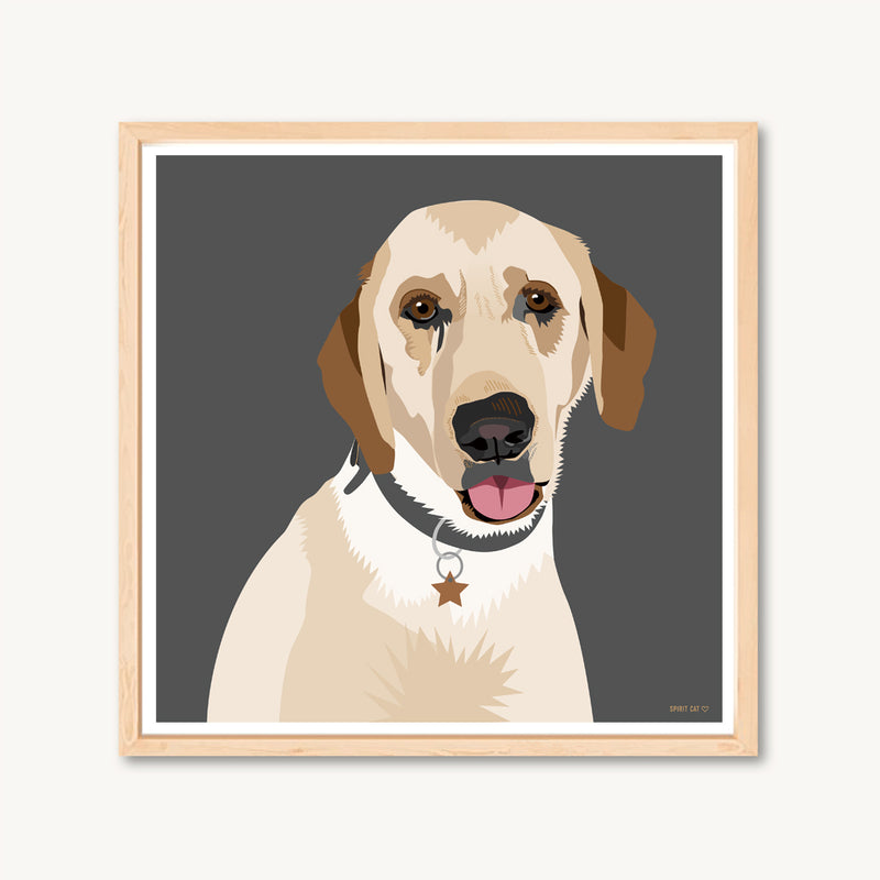 Dog art print of a Labrador Retriever, neutral colors, modern art