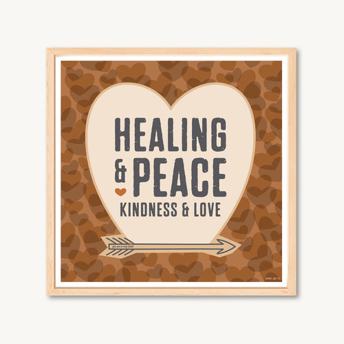 Peace artwork, peace art print, hearts, neutral colors, modern art decor