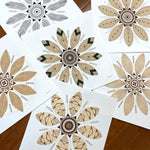 Grouping of leaf mandala art prints