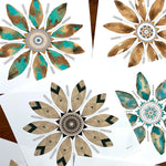 Grouping of watercolor leaf mandala art prints