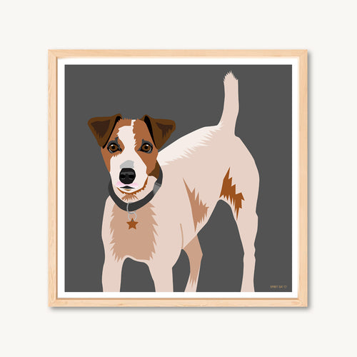 Dog art print of Jack Russell Terrier, neutral colors, cute dog print