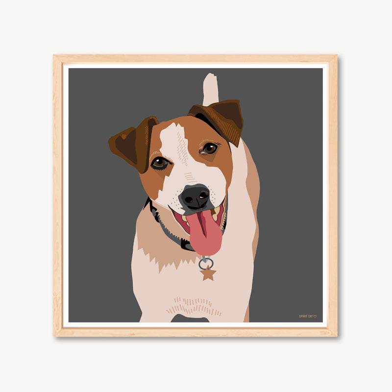 Dog art print of a Jack Russell Terrier, neutral colors