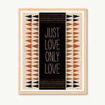 Geometric art print with spiritual and inspirational message, red and tan