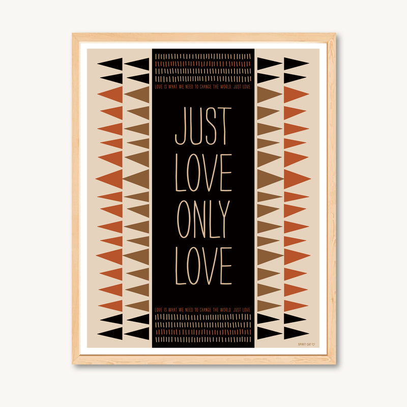 Geometric art print with spiritual and inspirational message, red and tan