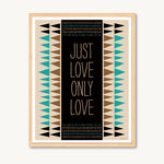 Geometric art print with spiritual and inspirational message, turquoise and tan