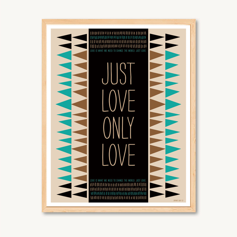 Geometric art print with spiritual and inspirational message, turquoise and tan