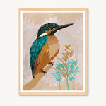 Kingfisher bird art print, botanical art, shamanic art