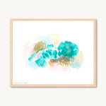 Teal abstract watercolor art print