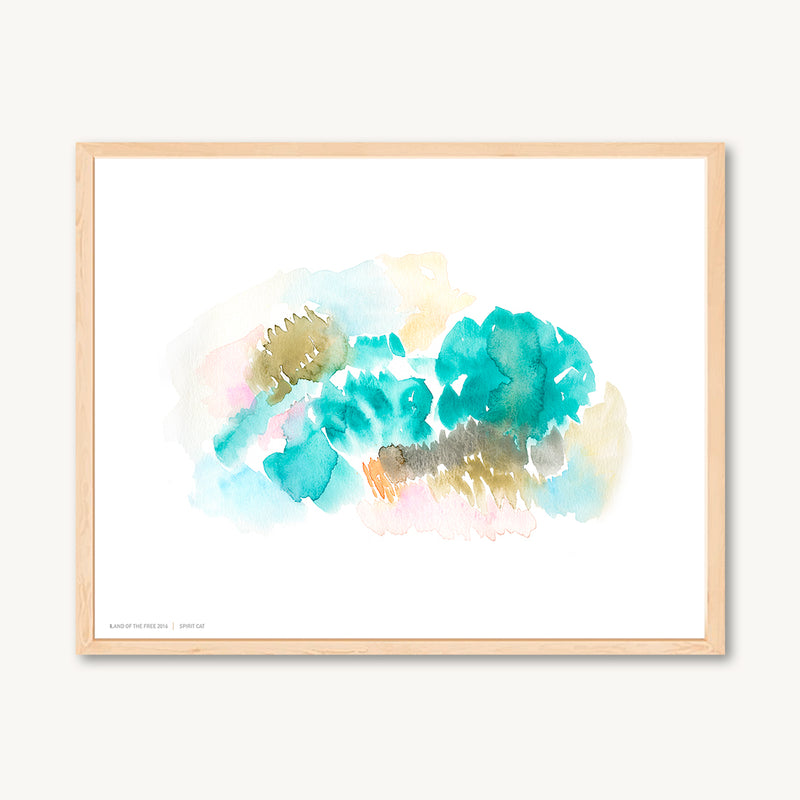 Teal abstract watercolor art print