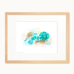 Teal abstract watercolor art print