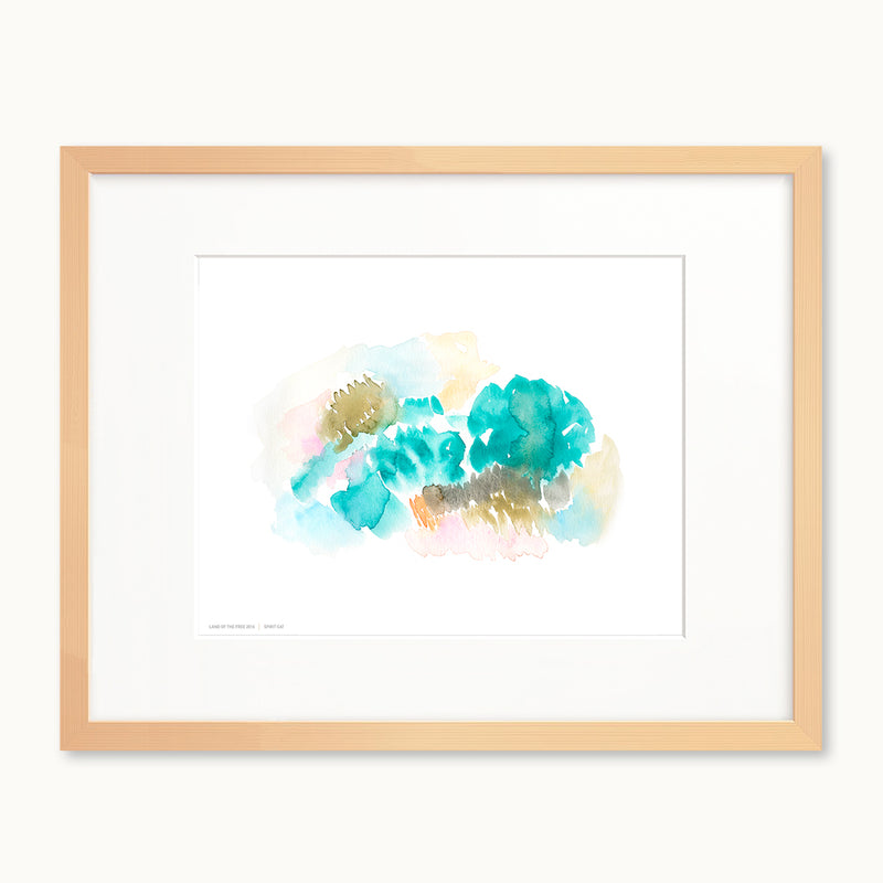 Teal abstract watercolor art print