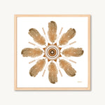 Brown watercolor feather mandala art print