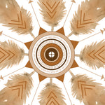 Brown watercolor feather mandala art print with inspirational words
