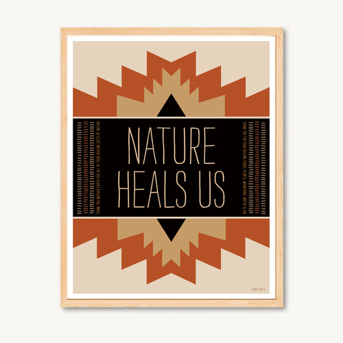 Geometric art print with spiritual and inspirational messages, red and tan, shamanism art print