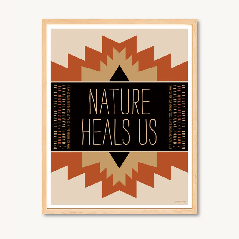 Geometric art print with spiritual and inspirational messages, red and tan, shamanism art print