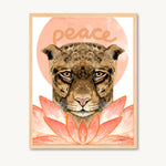 Jaguar large cat watercolor art print, peaceful warrior