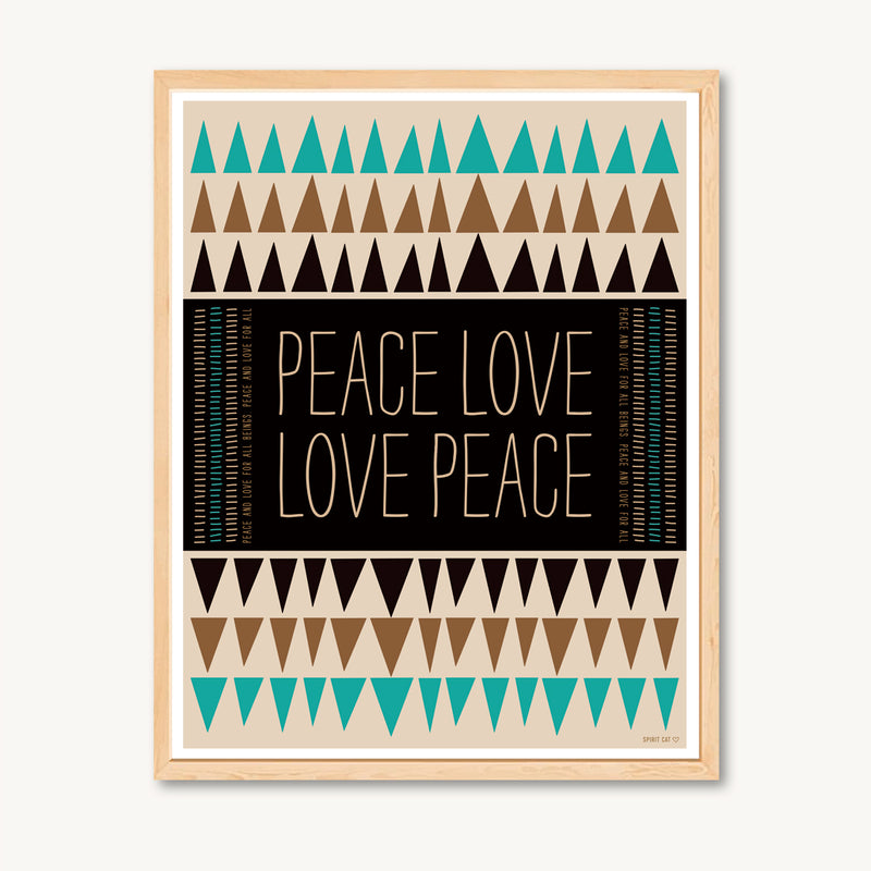 Geometric art print with uplifting message, turquoise and brown, shamanic and spiritual art print