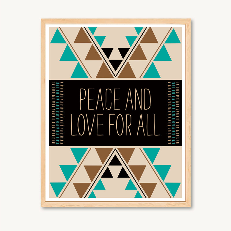 Geometric art print with spiritual and inspirational message, turquoise and brown, shamanic art print