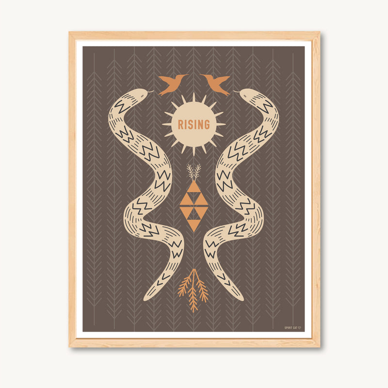 Snake art print, snake illustration, serpent, shamanism, interior design, wall art decor