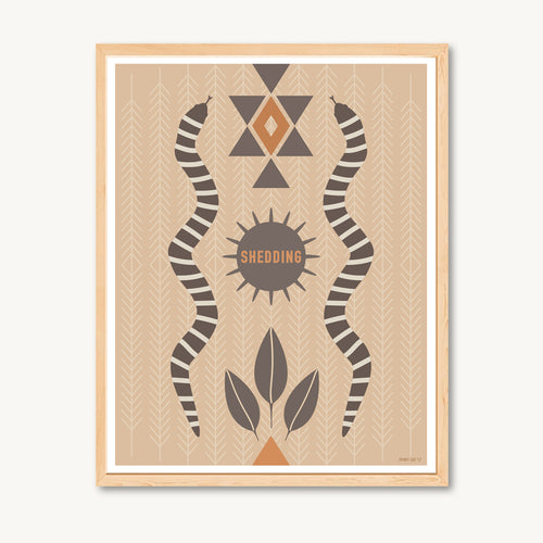 Shamanic art, snake illustration, art prints, interior design, wall decor