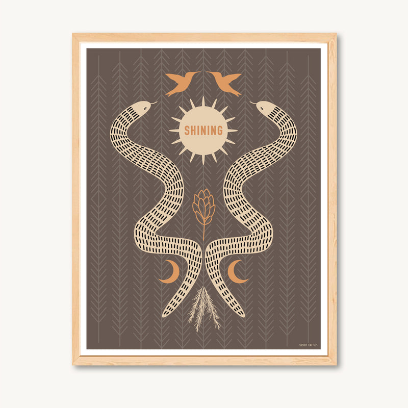 Snake art print, serpent shamanic art