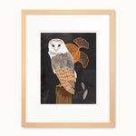 Owl illustration, owl bird art print, owl painting