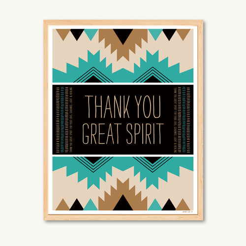 Geometric art print, turquoise and tan, great spirit, shamanic art print, gratitude