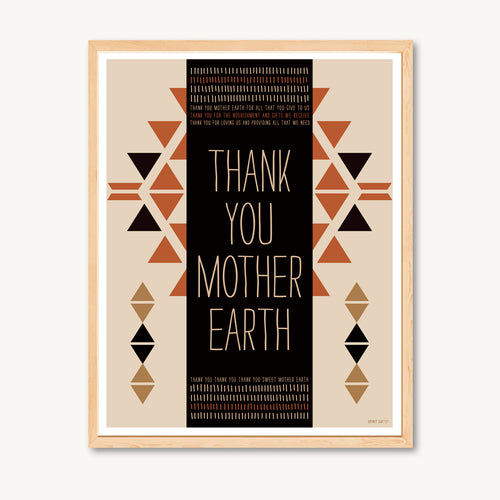 Geometric art print, mesa cloth pattern and symbols, shamanic art print, gratitude, red and tan