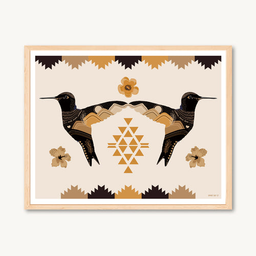 Hummingbird illustration, art print, shamanic art, spiritual art, geometric art