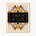Geometric mountains art print, spiritual and inspirational messages, modern art, gold and tan, neutral colors