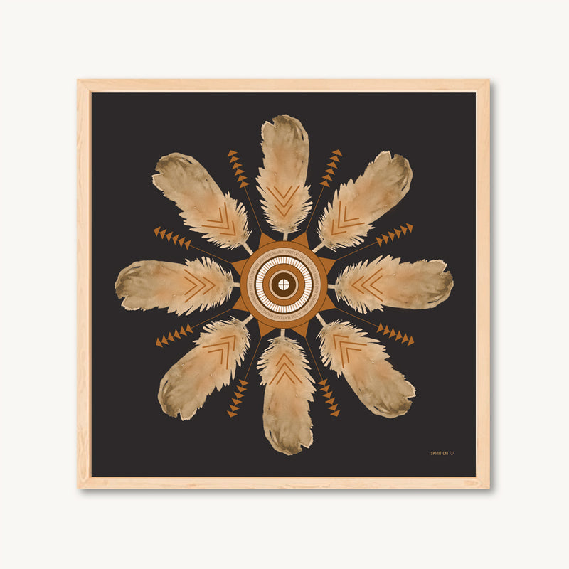 Mandala art print, feather art, native art, shamanic art, birds, spiritual art