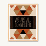 Art print with geometric shapes and inspirational, spiritual messages, red and tan, shamanism