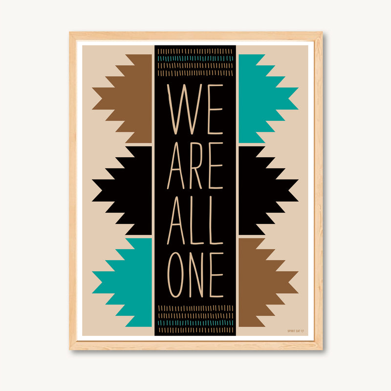 Art print with geometric design and inspirational message, neutral colors, shamanic art print