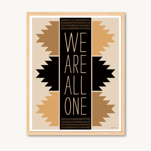 Art print with geometric design and inspirational message, neutral colors, shamanic art print